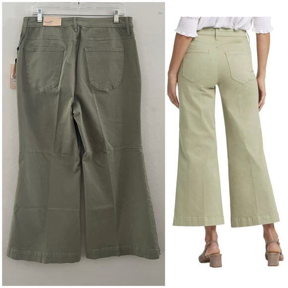NYDJ Mia Palazzo Ankle Jeans High Waist Flare in Juniper Green Size 12 $109 NWT - Picture 2 of 12